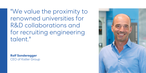 Rolf Sonderegger, CEO of Kistler Group, appreciates proximity to renowned universities. 