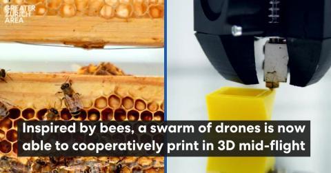 Swarm of drones to print construction materials mid-flight