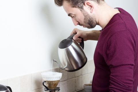 Algrano CEO Raphael Studer is brewing coffee